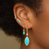 925 Silver Vintage Turquoise Oval Stone Pendant Earrings Double Studs Chain
