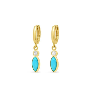 925 Silver Vintage Turquoise Oval Stone Pendant Earrings Double Studs Chain
