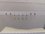 925 Silver Vintage Turquoise Oval Stone Pendant Earrings Double Studs Chain