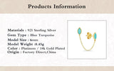 925 Silver Vintage Turquoise Oval Stone Pendant Earrings Double Studs Chain
