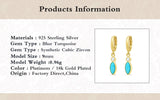 925 Silver Vintage Turquoise Oval Stone Pendant Earrings Double Studs Chain