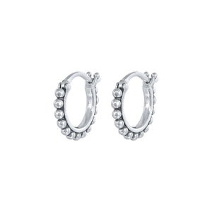 925 Silver Bohemian Beads Hoop Earrings Ethnic Style Huggie Earrings