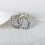 925 Silver Bohemian Beads Hoop Earrings Ethnic Style Huggie Earrings
