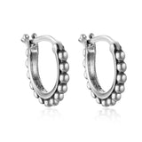 925 Silver Bohemian Beads Hoop Earrings Ethnic Style Huggie Earrings