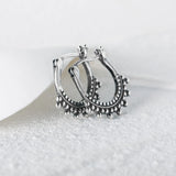 925 Silver Bohemian Beads Hoop Earrings Ethnic Style Huggie Earrings