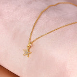 925 Silver Vintage Sunflower Pendant Necklaces Zircon Star Charm