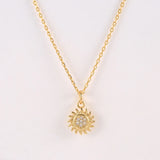 925 Silver Sunflower Pendant Zircon Star Charm Necklace
