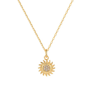 925 Silver Vintage Sunflower Pendant Necklaces Zircon Star Charm