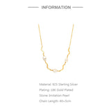 925 Silver Vintage Wave Pearl Necklace 18K Plated Choker