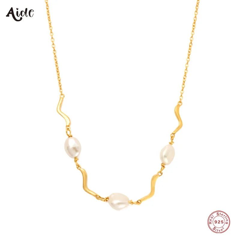 925 Silver Vintage Pearl Necklace 18K Plated Choker