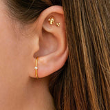 925 Silver CZ Flower Snake Stud Earrings Zircon Wing Ear Studs