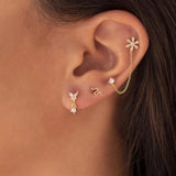 925 Silver CZ Flower Snake Stud Earrings Zircon Wing Ear Studs