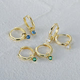925 Silver Green CZ Zircon Pendant Earrings Sparkling Crystal Pave Circle