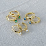 925 Silver Green CZ Zircon Pendant Earrings Sparkling Crystal Pave Circle