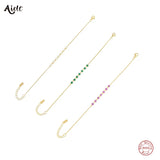 925 Silver Green Red Zircons Chain Bracelet Women Minimalist Stackable Brac