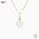 925 Silver Pearl Pendant Choker Necklace for Women