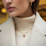 925 Silver Heart Pendant Necklace Yellow Purple CZ Zircon Women Choker