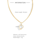 925 Silver CZ Heart Pendant Necklace For Women