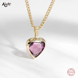 925 Silver CZ Heart Pendant Necklace For Women