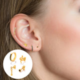 925 Silver Zircon Butterfly Stud Earrings Set Gift 3 4 PCs/Set