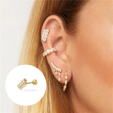 925 Silver Zircon Flower Piercing Stud Earrings for Women
