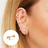 925 Silver Flower Piercing Stud Earrings For Women Zircon Set