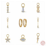 925 Silver Zircon Charms Earrings Flower Lightning Pendants