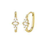 925 Silver Zircon Bee Hexagon Frame Huggie Earrings Crystal Hoop Gift