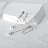 925 Silver Zircon Tassel Earrings With Pearl Charm