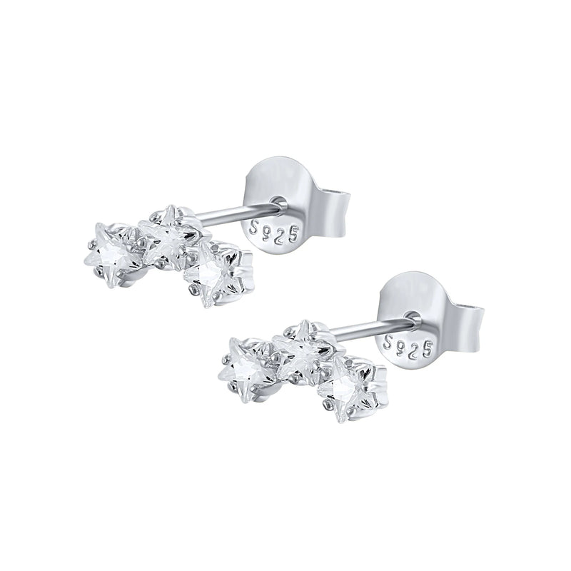 925 Silver Moon Star Stud Earrings Crystal Snake Ear Stud Party Jewelry