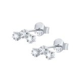 925 Silver Moon Star Stud Earrings Crystal Snake Ear Stud Party Jewelry