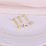 925 Silver Zircon Snake Moon Stud Earring