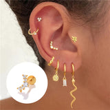 925 Silver Zircon Snake Moon Stud Earring