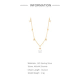 925 Silver Star Charms Necklace with Zircon, Choker Style