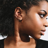 925 Silver Zircon Star Stud Earrings 3 Chain Tassel Front Back Earrings
