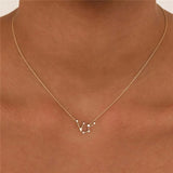 925 Silver Zodiac Constellation Pendant Necklace with Zircon Charm