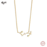 925 Silver Zodiac Constellation Pendant Necklace with Zircon Charm