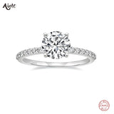 925 Silver Sparkling CZ Zircon Rings for Women Wedding