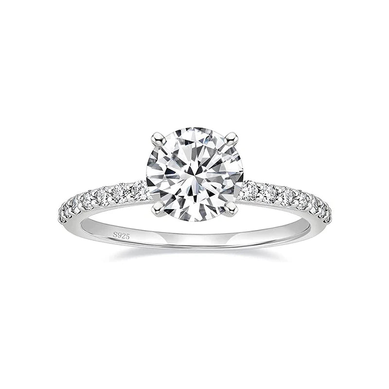 925 Silver Sparkling CZ Zircon Rings for Women Wedding