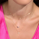 Colorful Zircon Charm Necklace Moon Star Pendant Choker