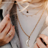 Colorful Zircon Moon Star Choker Necklace