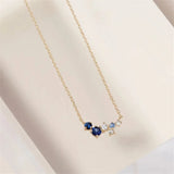 Colorful Zircon Charm Necklace Moon Star Pendant Choker