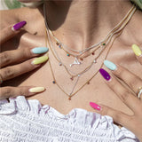 Colorful Zircon Moon Star Choker Necklace