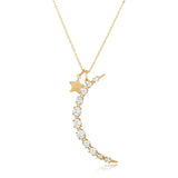 Colorful Zircon Charm Necklace Moon Star Pendant Choker