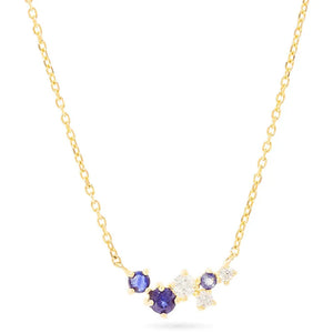 Colorful Zircon Charm Necklace Moon Star Pendant Choker