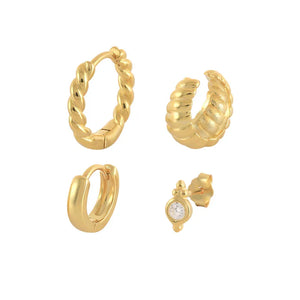 Classic Copper Earrings Set Colorful Zircons Flower Bee Chain 3/4 pcs Jewelry