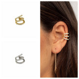 Sterling Silver CZ Ear Cuff Clip On Earrings