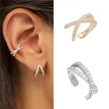 Sterling Silver CZ Ear Cuff Clip On Earrings