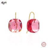 Crystal Candy Zircon 925 Sterling Silver Hoop Earrings For Women