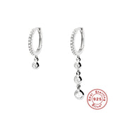 925 Sterling Silver Hoops Earrings CZ Pendientes